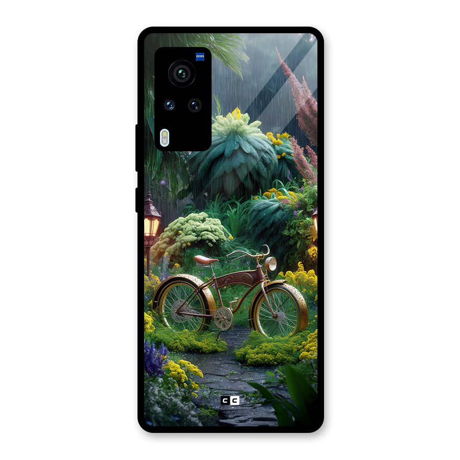 Vintage Cycle In Garden Glass Back Case for Vivo X60 Pro