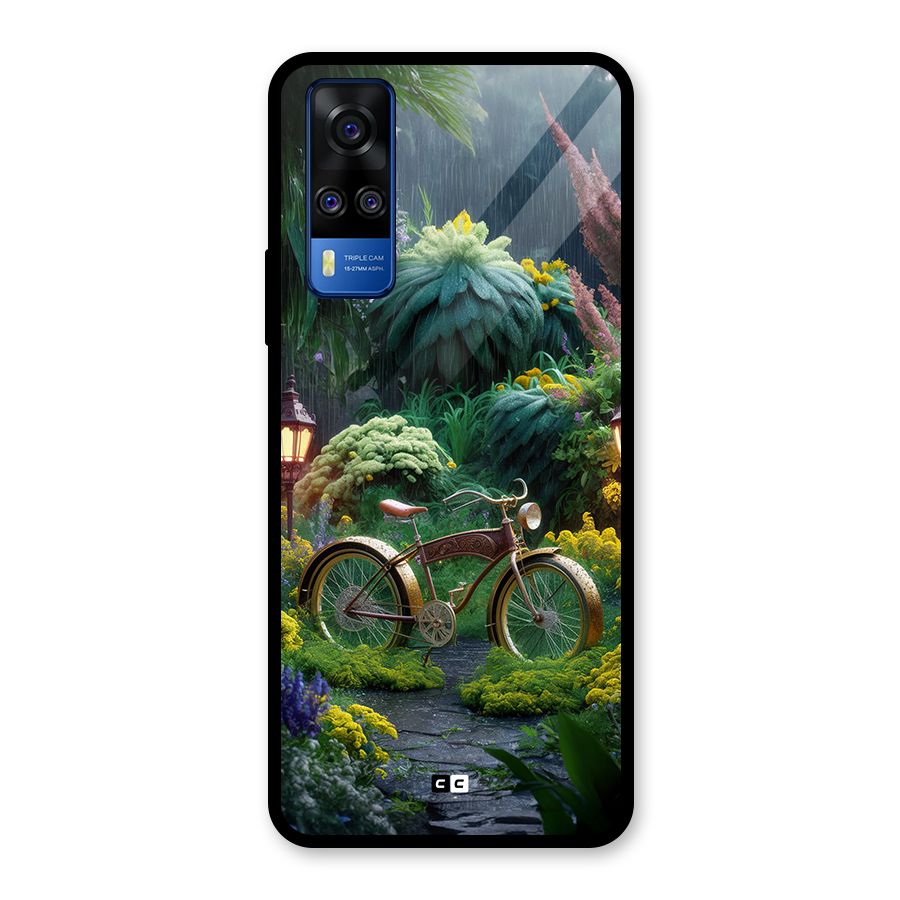 Vintage Cycle In Garden Glass Back Case for Vivo Y31