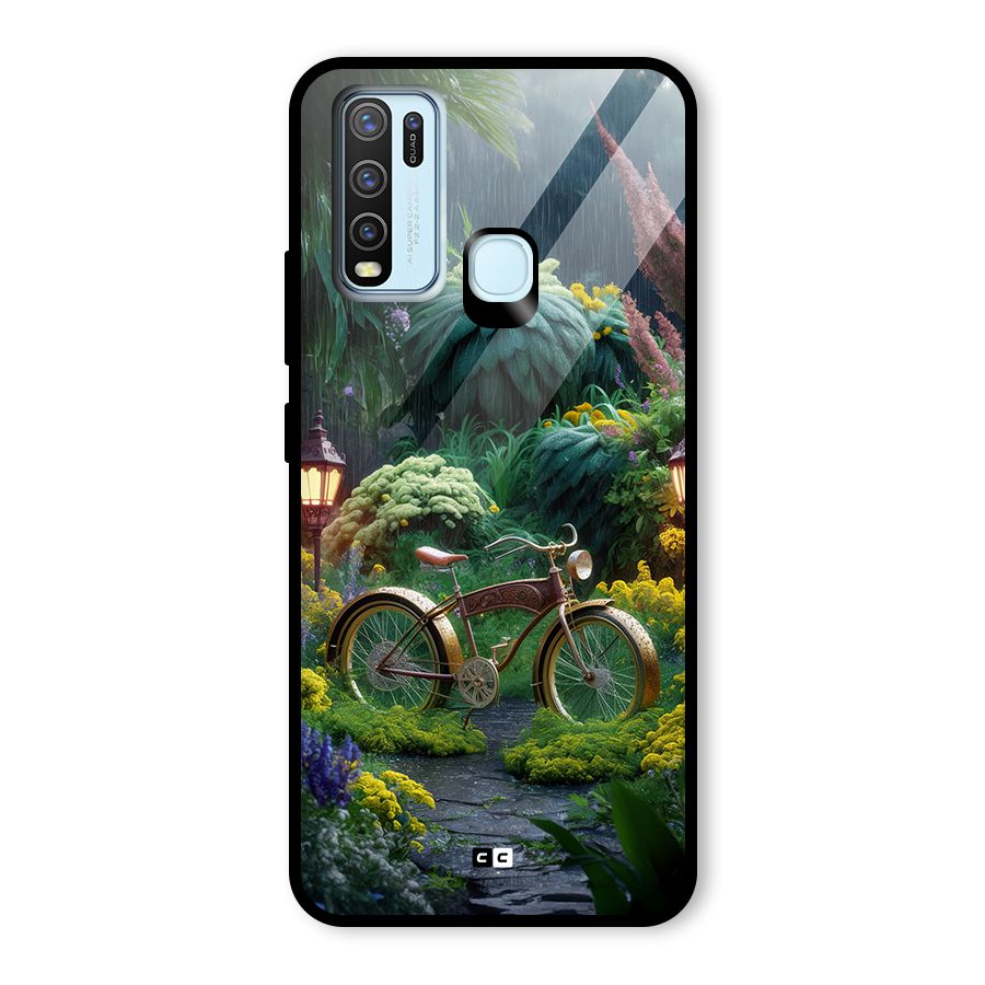 Vintage Cycle In Garden Glass Back Case for Vivo Y50