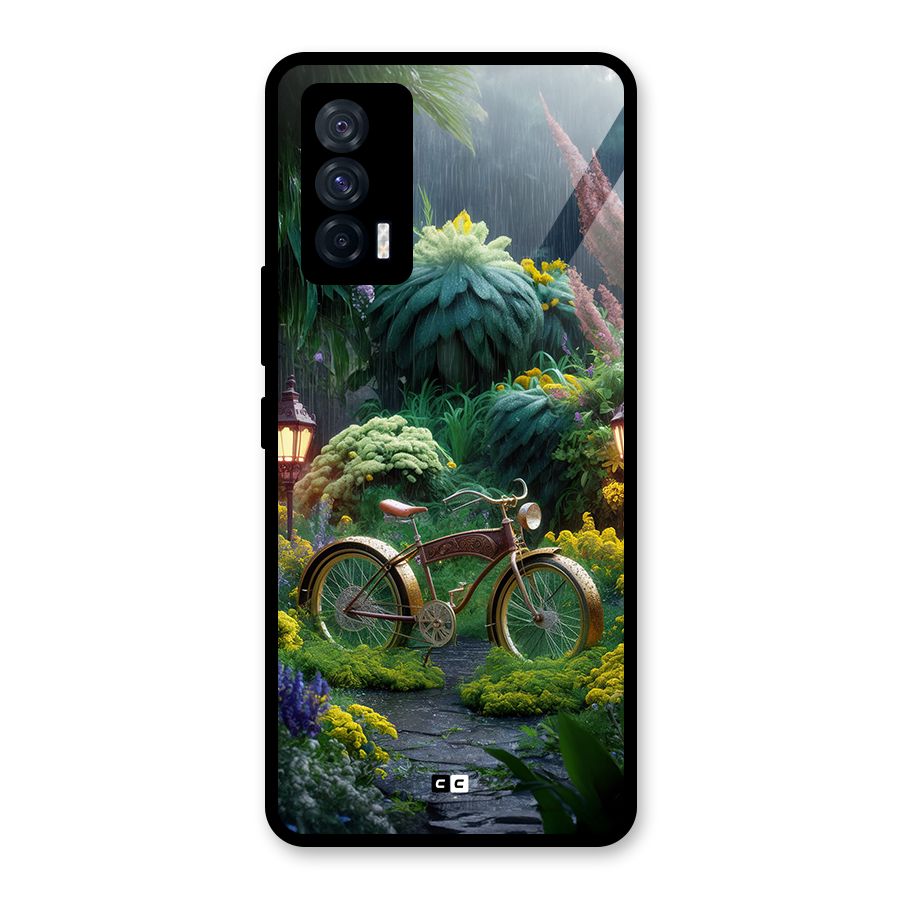 Vintage Cycle In Garden Glass Back Case for Vivo iQOO 7 5G
