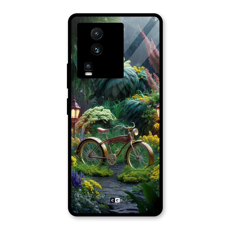Vintage Cycle In Garden Glass Back Case for Vivo iQOO Neo 7