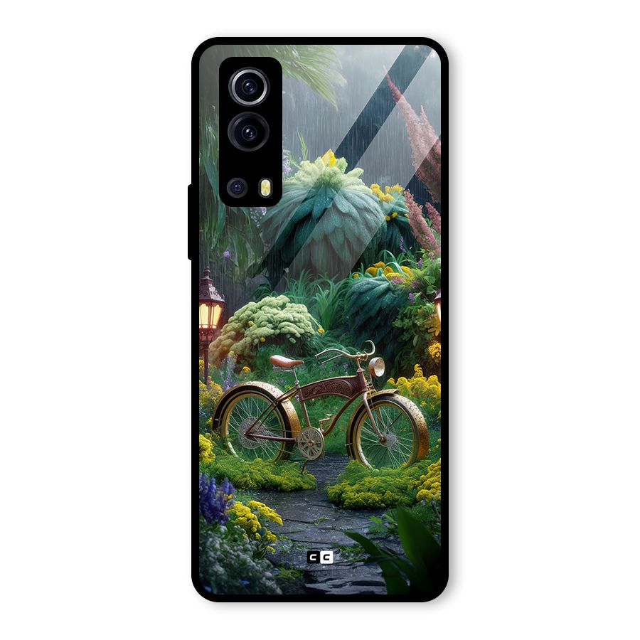 Vintage Cycle In Garden Glass Back Case for Vivo iQOO Z3