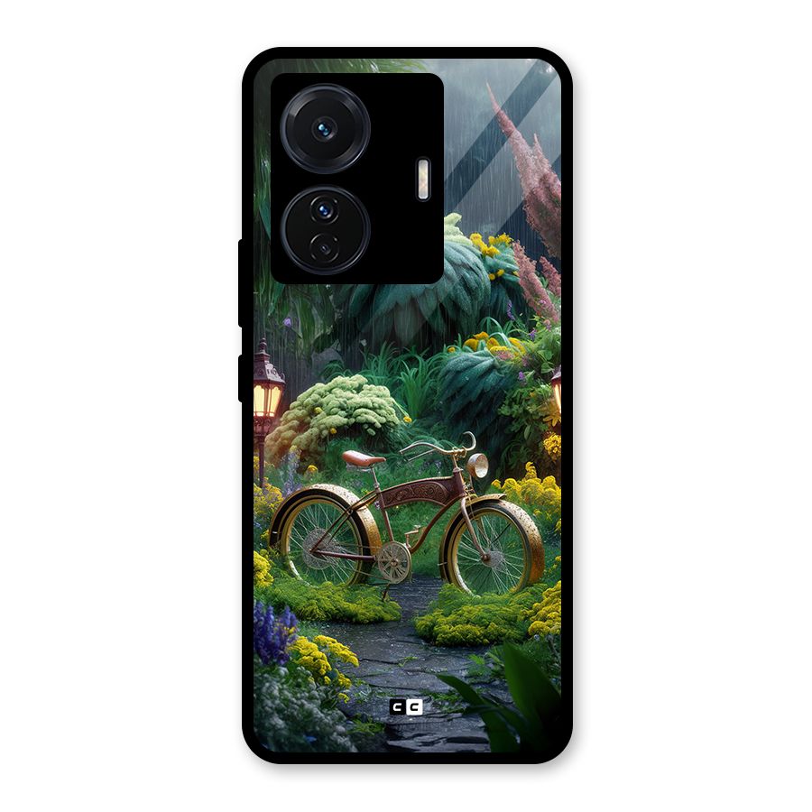Vintage Cycle In Garden Glass Back Case for Vivo iQOO Z6 Pro