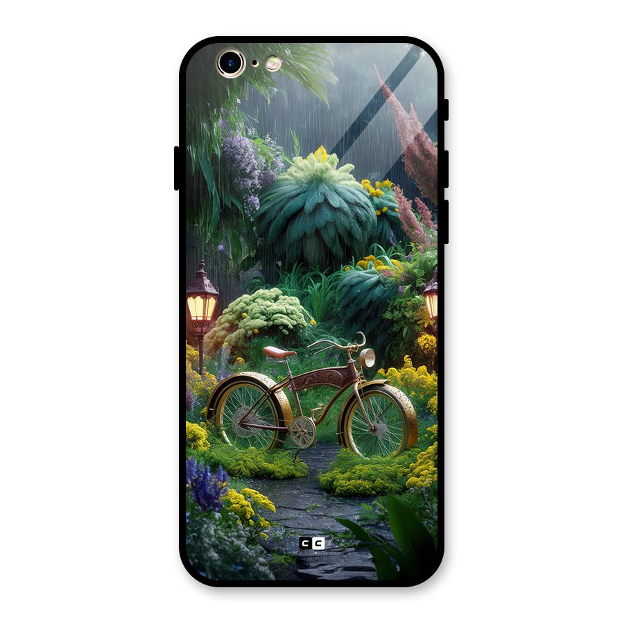 Vintage Cycle In Garden Glass Back Case for iPhone 6 6S