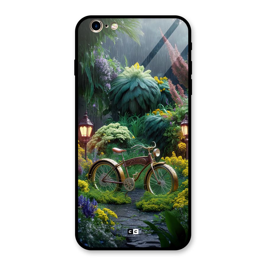 Vintage Cycle In Garden Glass Back Case for iPhone 6 Plus 6S Plus