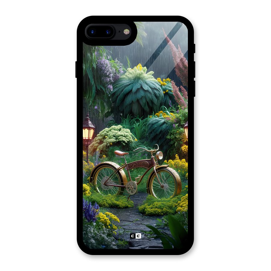 Vintage Cycle In Garden Glass Back Case for iPhone 7 Plus