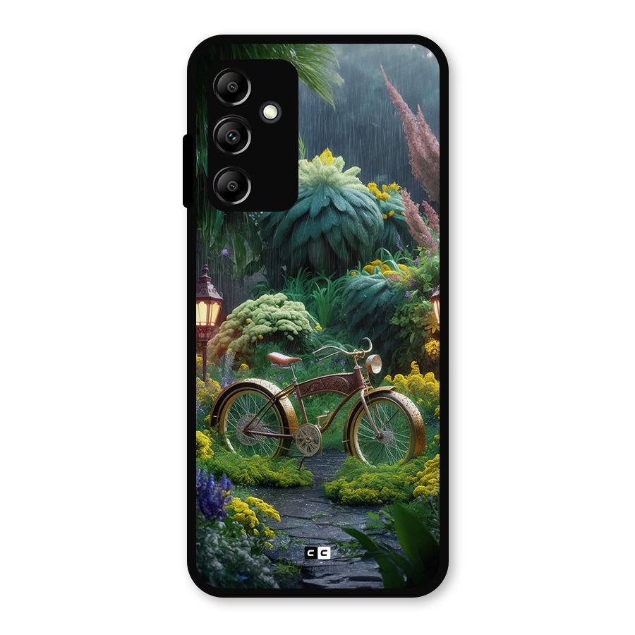 Vintage Cycle In Garden Metal Back Case for Galaxy A14 5G