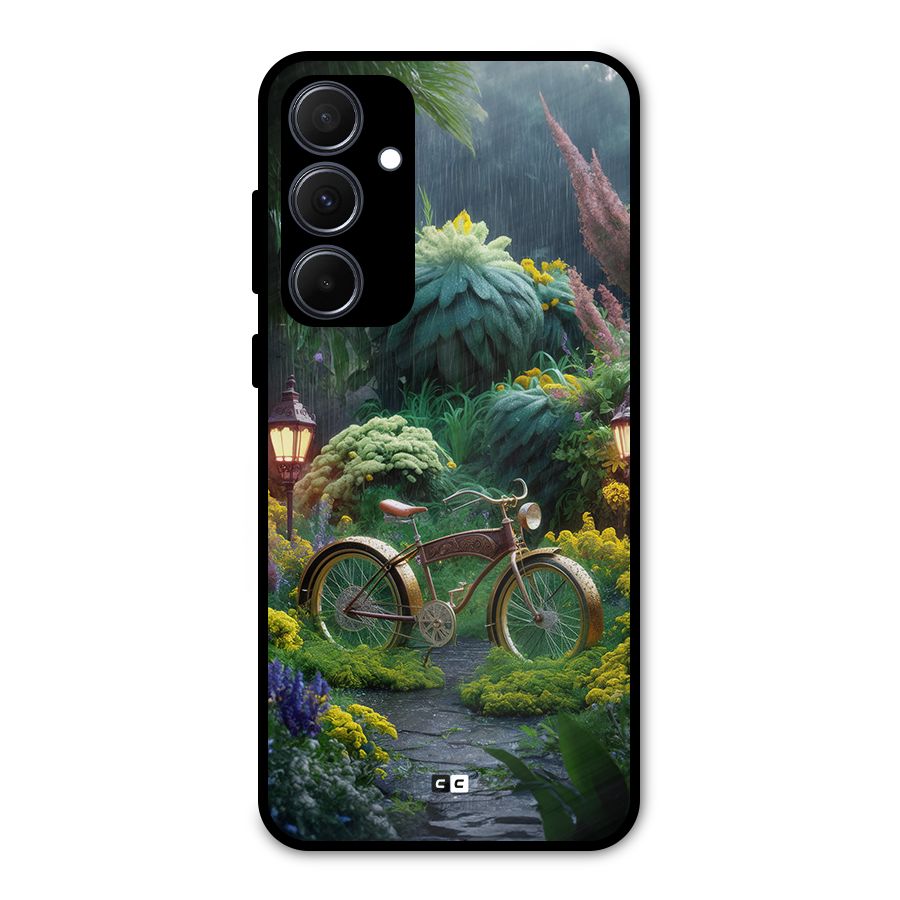 Vintage Cycle In Garden Metal Back Case for Galaxy A35