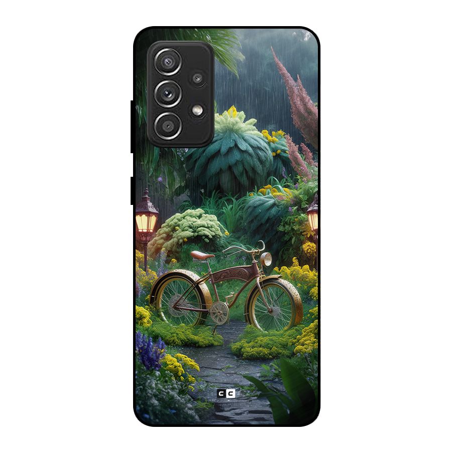 Vintage Cycle In Garden Metal Back Case for Galaxy A52