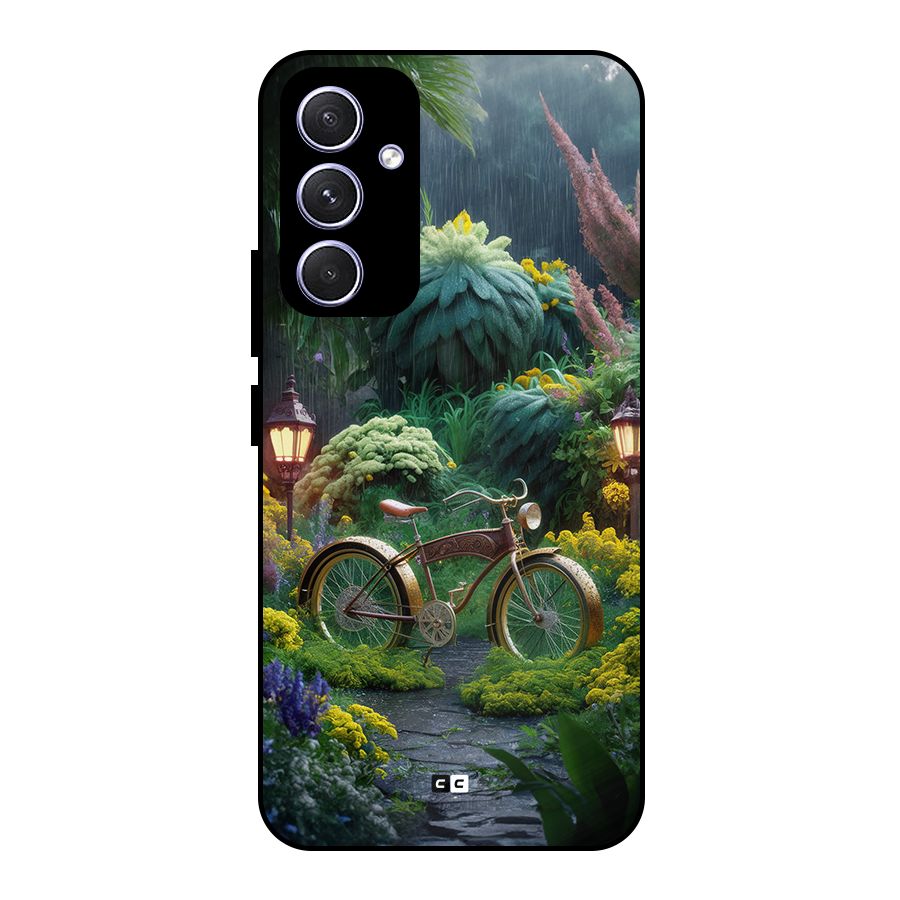 Vintage Cycle In Garden Metal Back Case for Galaxy A54