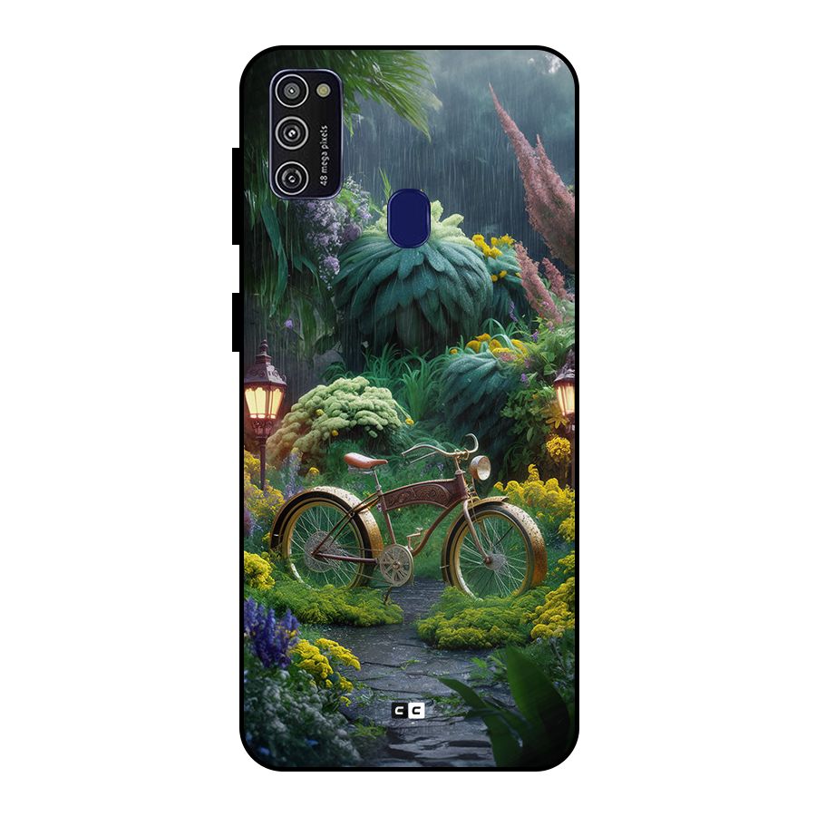 Vintage Cycle In Garden Metal Back Case for Galaxy M30s