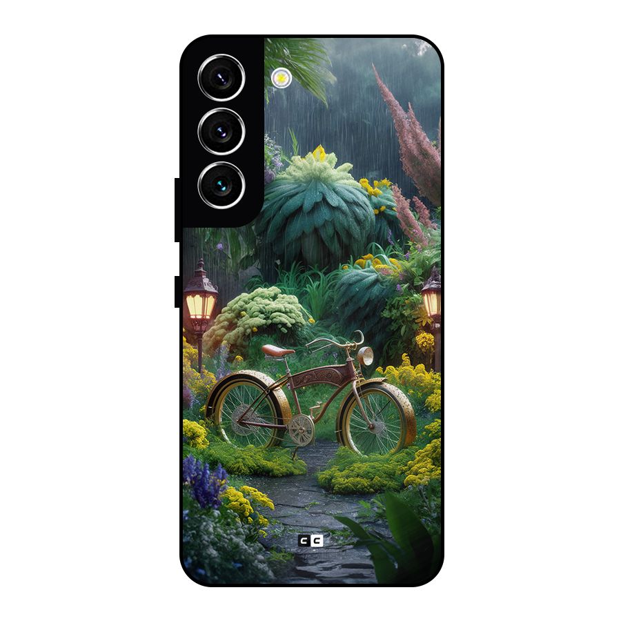 Vintage Cycle In Garden Metal Back Case for Galaxy S22 5G