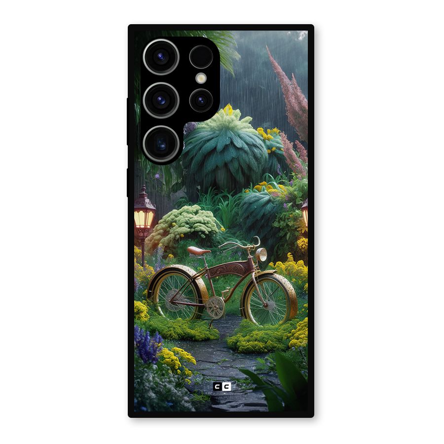 Vintage Cycle In Garden Metal Back Case for Galaxy S23 Ultra