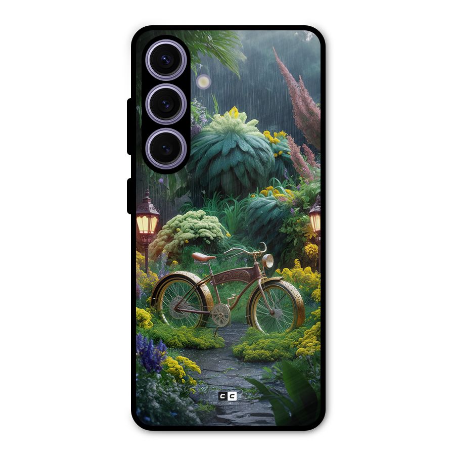 Vintage Cycle In Garden Metal Back Case for Galaxy S24