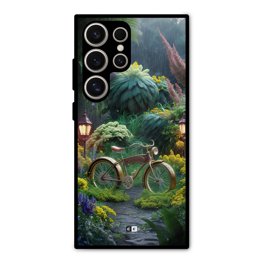 Vintage Cycle In Garden Metal Back Case for Galaxy S24 Ultra