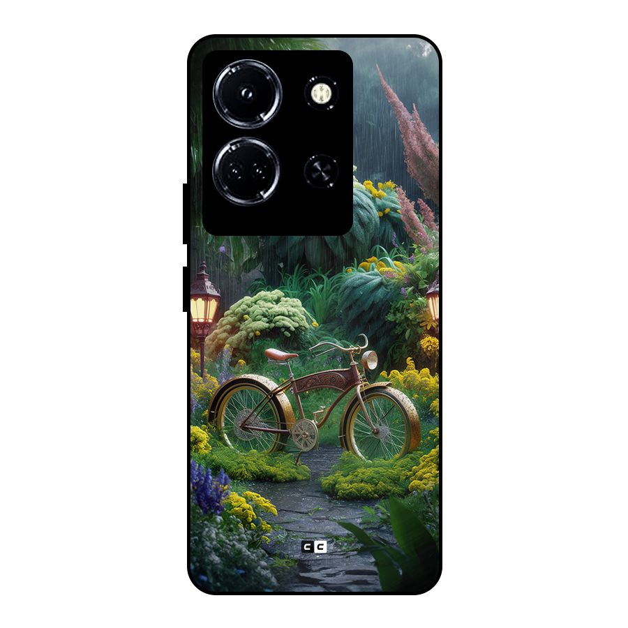Vintage Cycle In Garden Metal Back Case for Infinix Note 30 5G