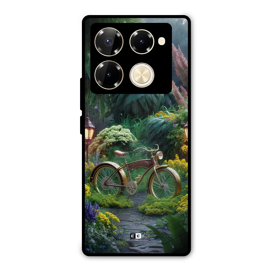 Vintage Cycle In Garden Metal Back Case for Infinix Note 40 Pro Plus