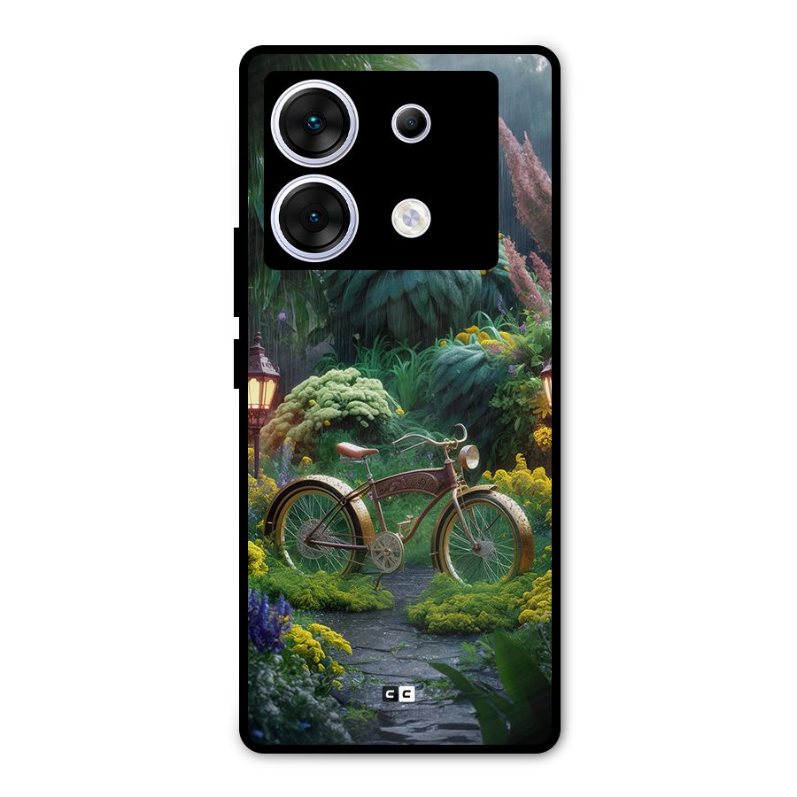 Vintage Cycle In Garden Metal Back Case for Infinix Zero 30 5G