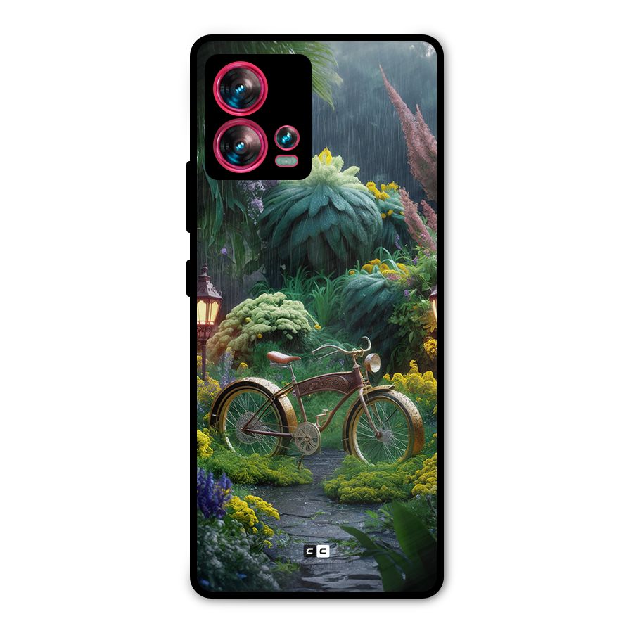 Vintage Cycle In Garden Metal Back Case for Motorola Edge 30 Fusion