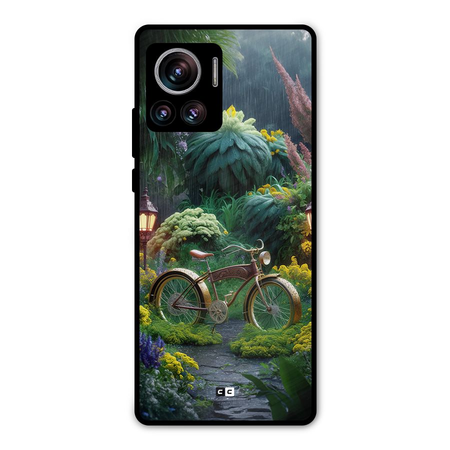 Vintage Cycle In Garden Metal Back Case for Motorola Edge 30 Ultra
