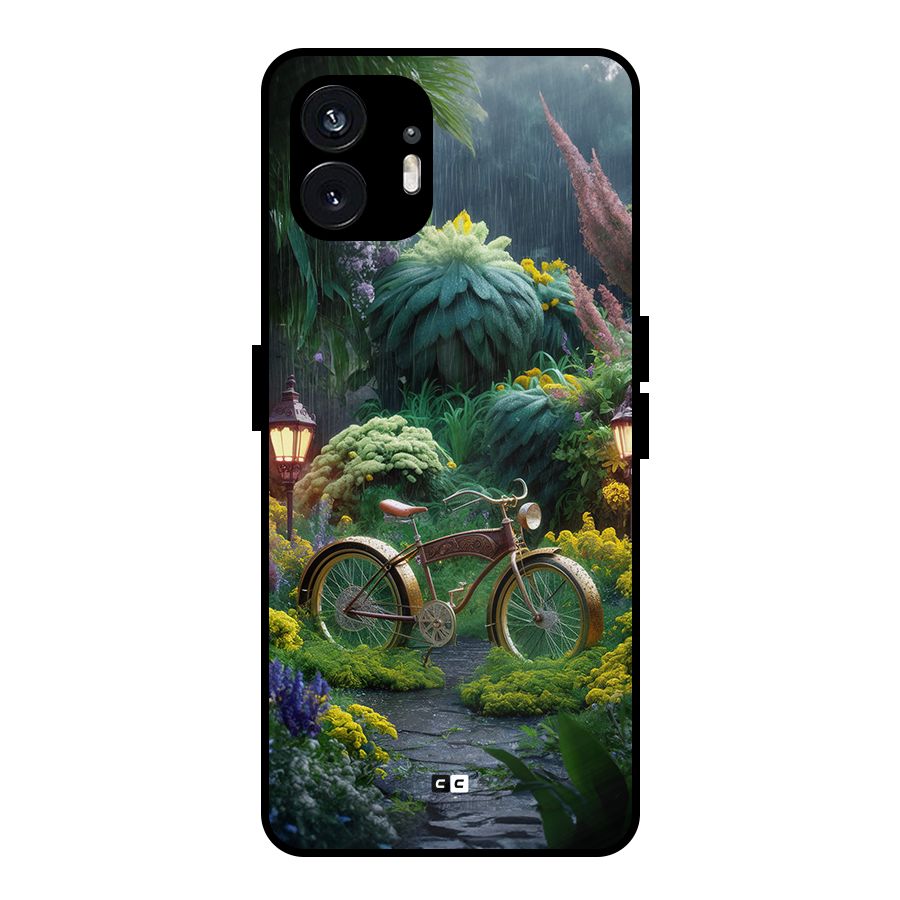 Vintage Cycle In Garden Metal Back Case for Nothing Phone 2