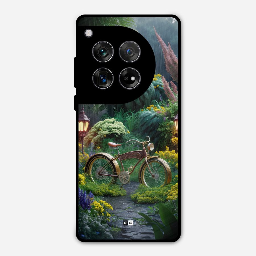 Vintage Cycle In Garden Metal Back Case for OnePlus 12