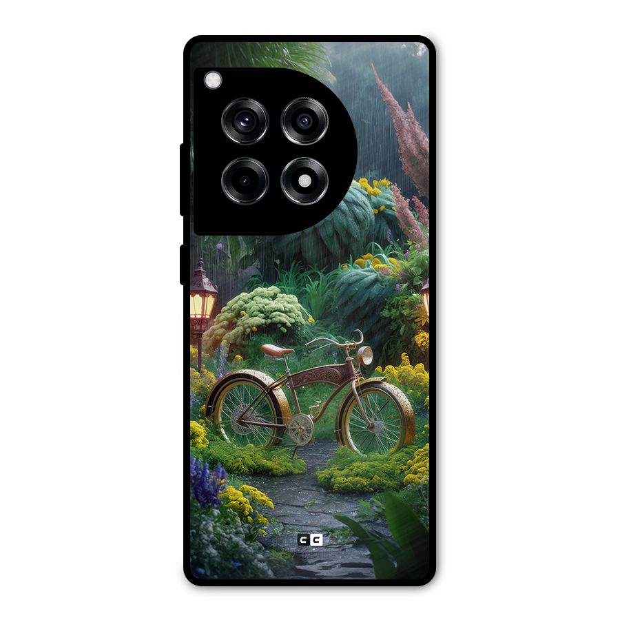 Vintage Cycle In Garden Metal Back Case for OnePlus 12R