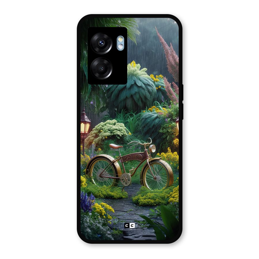 Vintage Cycle In Garden Metal Back Case for Oppo K10 (5G)