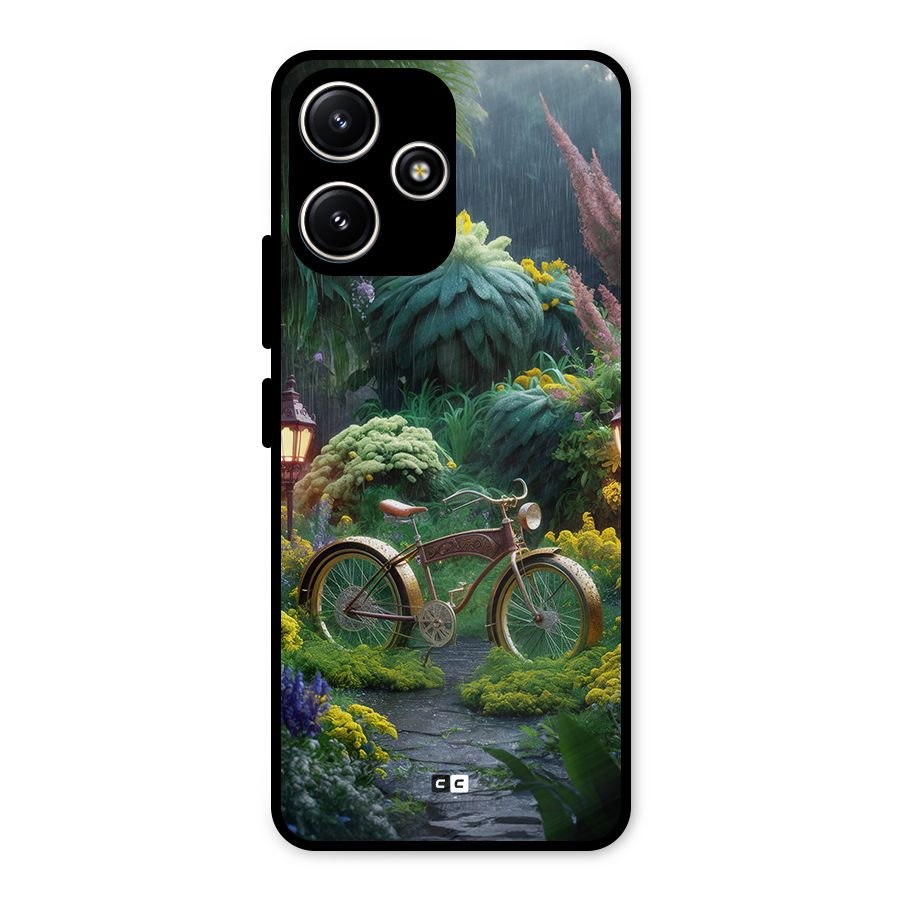 Vintage Cycle In Garden Metal Back Case for Poco M6 Pro