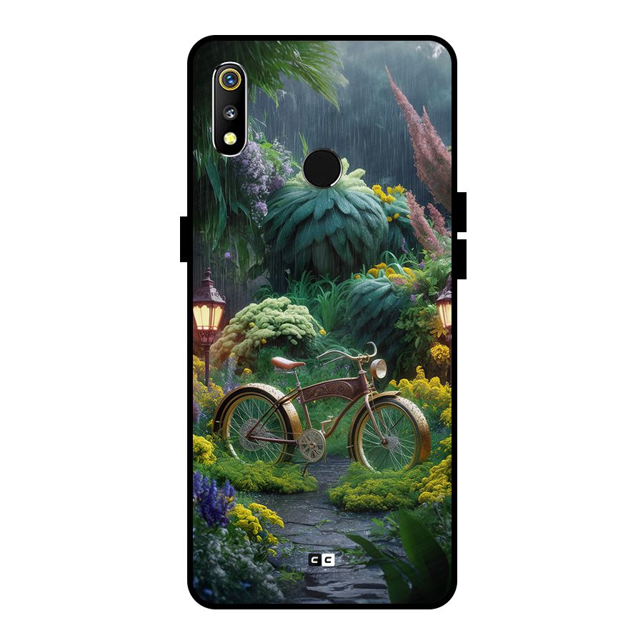 Vintage Cycle In Garden Metal Back Case for Realme 3