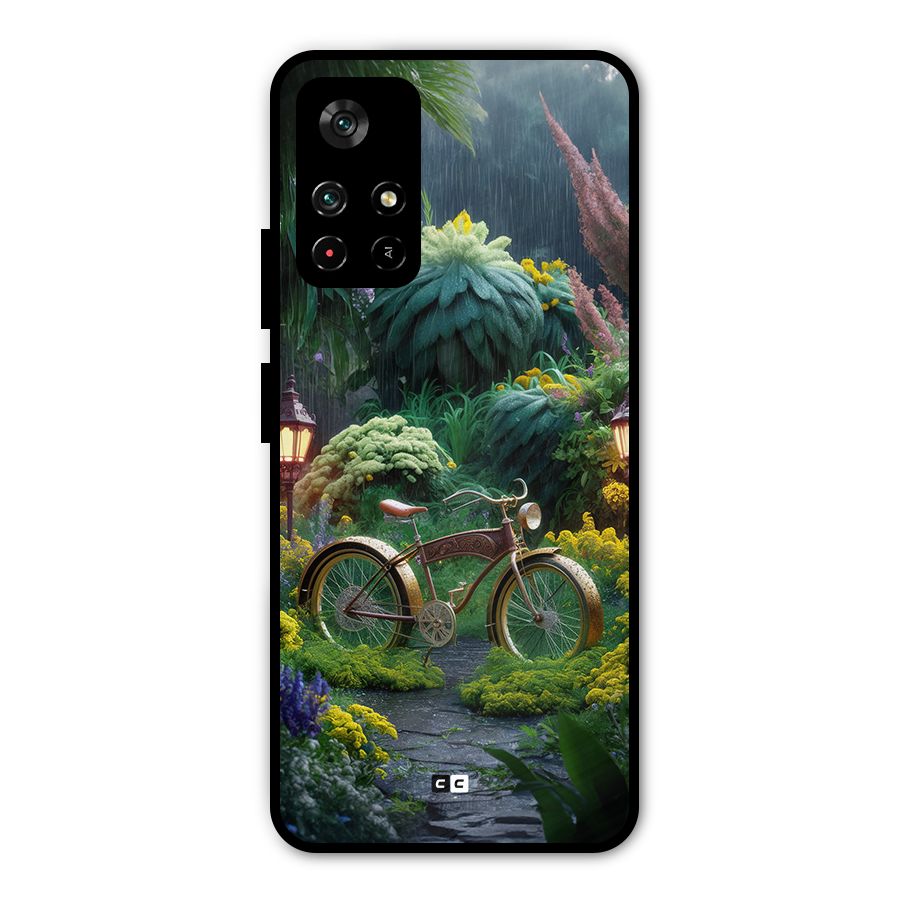 Vintage Cycle In Garden Metal Back Case for Redmi Note 11T 5G