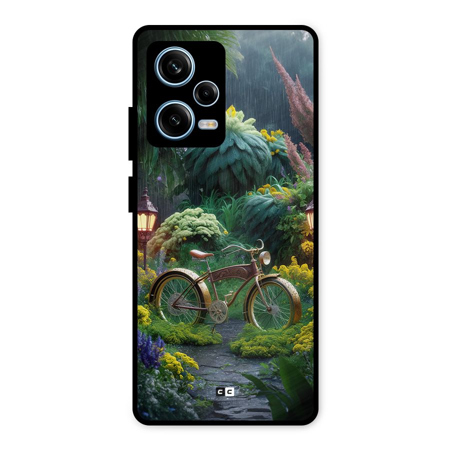 Vintage Cycle In Garden Metal Back Case for Redmi Note 12 Pro
