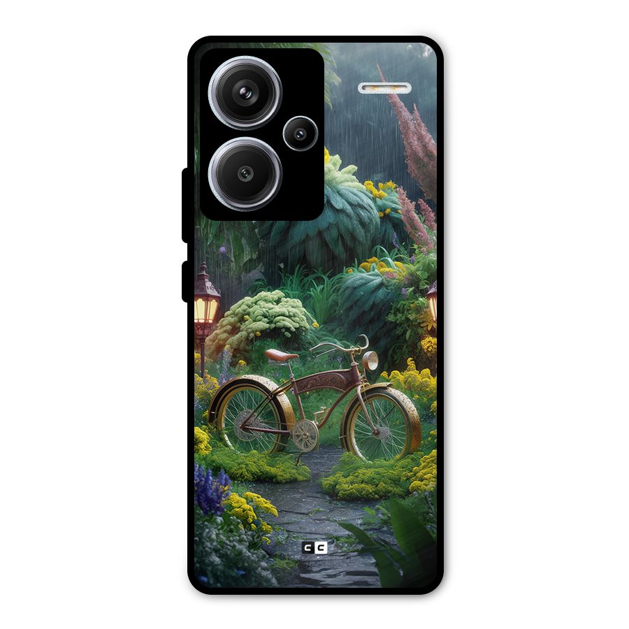 Vintage Cycle In Garden Metal Back Case for Redmi Note 13 Pro+ 5G