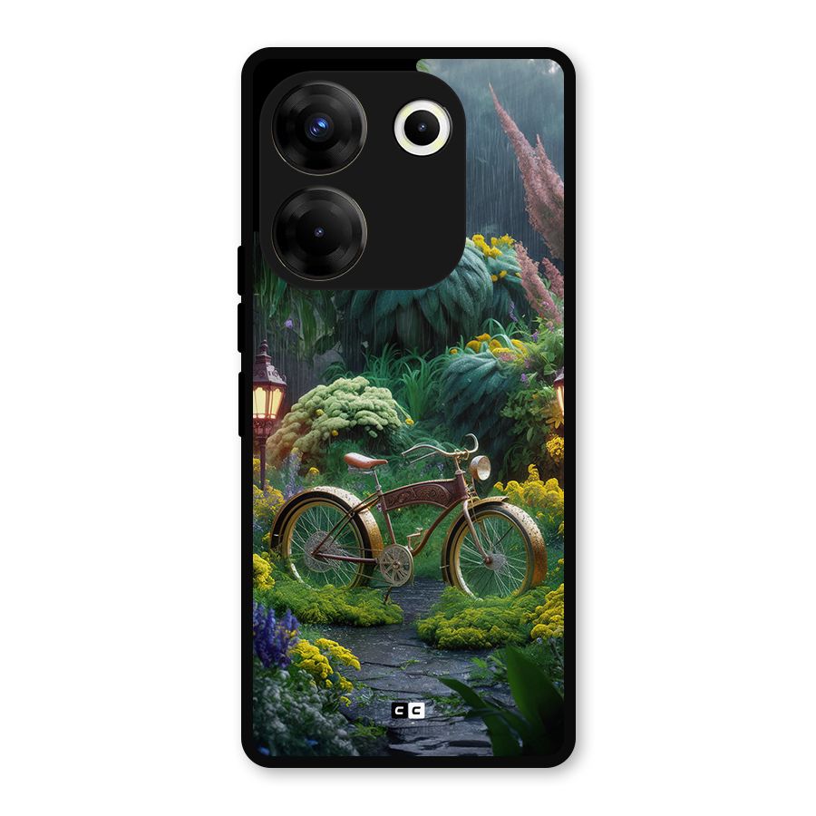 Vintage Cycle In Garden Metal Back Case for Tecno Camon 20