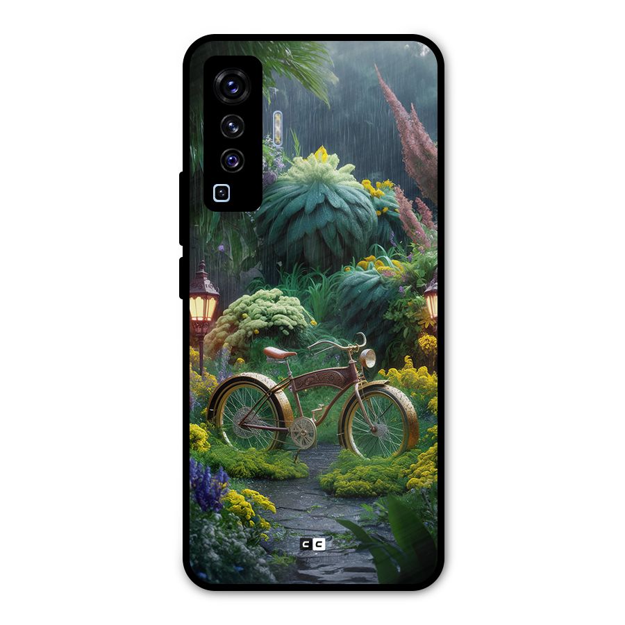 Vintage Cycle In Garden Metal Back Case for Vivo X50