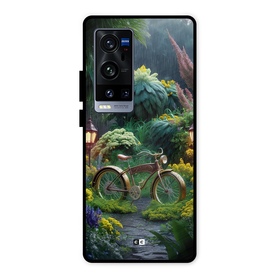 Vintage Cycle In Garden Metal Back Case for Vivo X60 Pro Plus