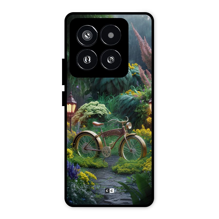 Vintage Cycle In Garden Metal Back Case for Xiaomi 14 Pro