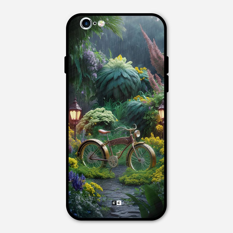 Vintage Cycle In Garden Metal Back Case for iPhone 6 6s