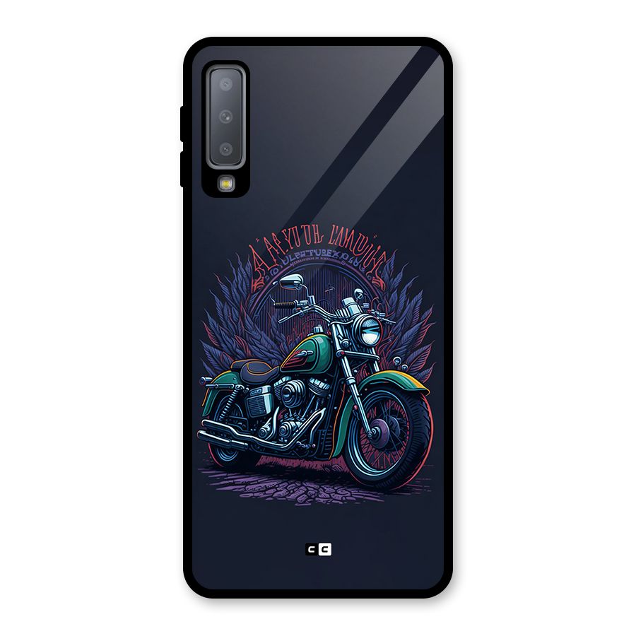 Vintage Desi Bike Glass Back Case for Galaxy A7 (2018)