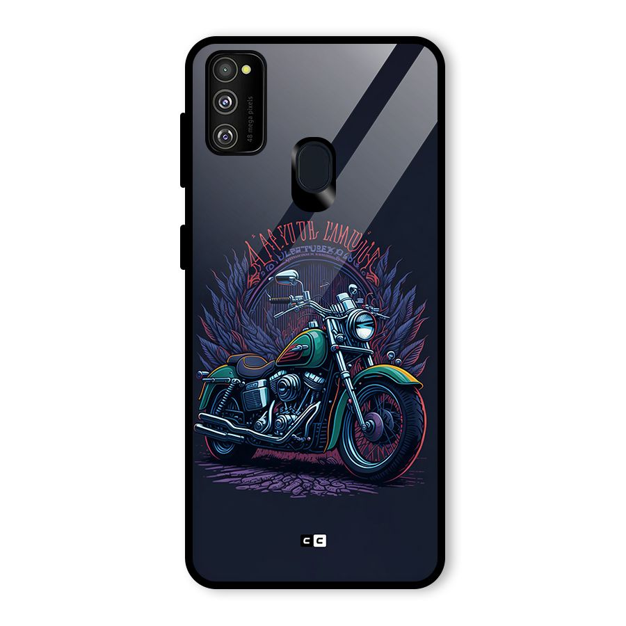Vintage Desi Bike Glass Back Case for Galaxy M30s