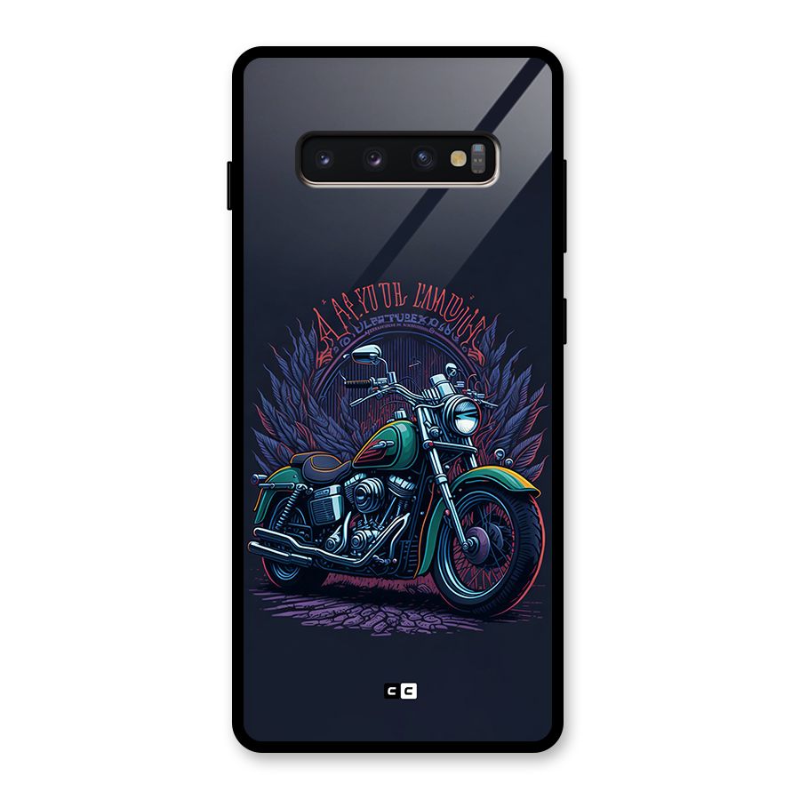 Vintage Desi Bike Glass Back Case for Galaxy S10 Plus