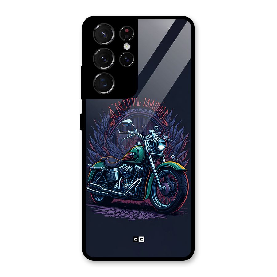 Vintage Desi Bike Glass Back Case for Galaxy S21 Ultra 5G