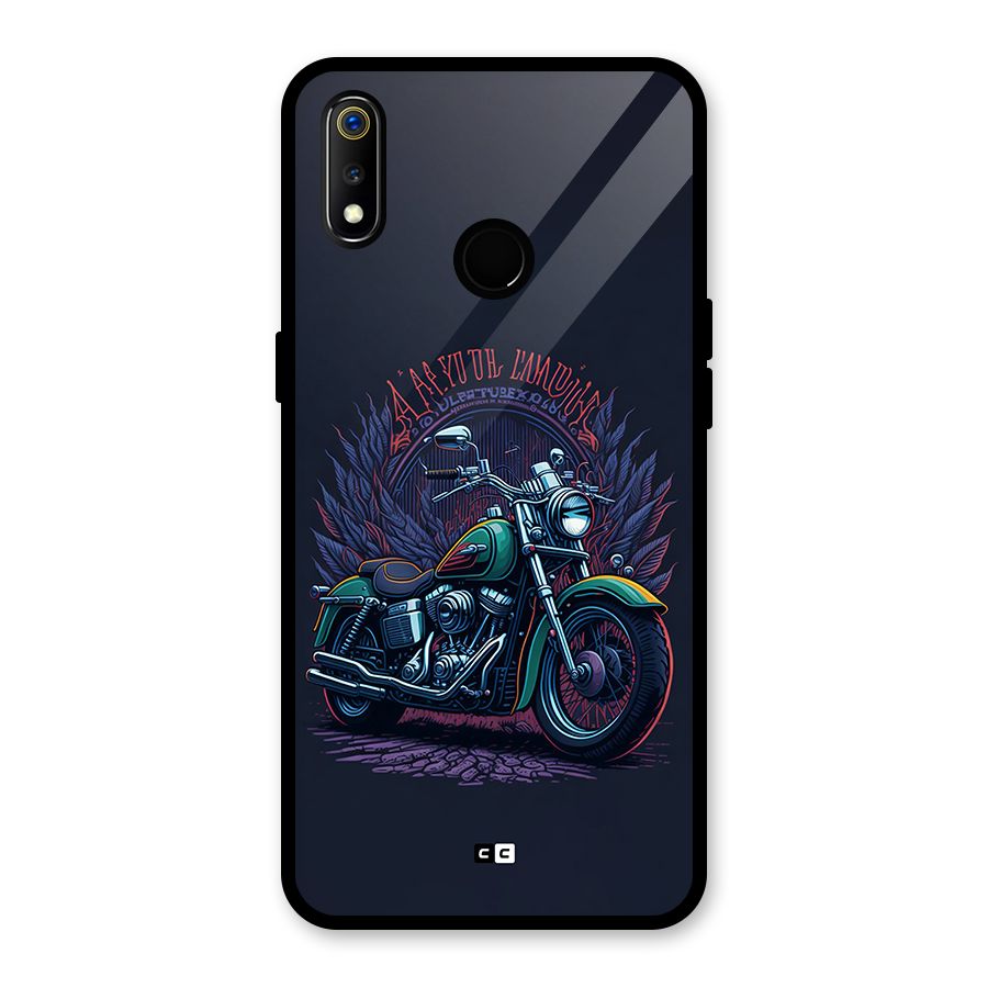 Vintage Desi Bike Glass Back Case for Realme 3i