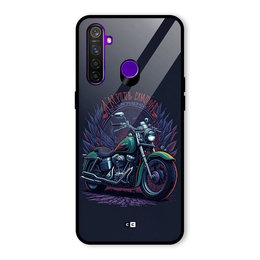 Vintage Desi Bike Glass Back Case for Realme 5 Pro