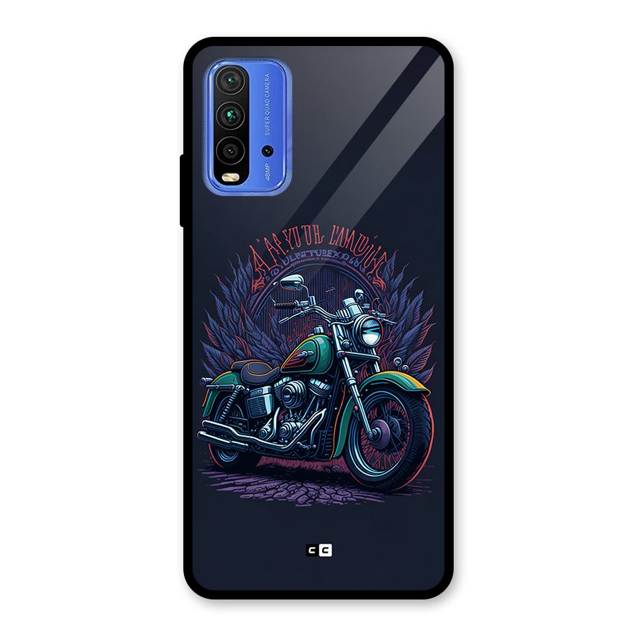 Vintage Desi Bike Glass Back Case for Redmi 9 Power