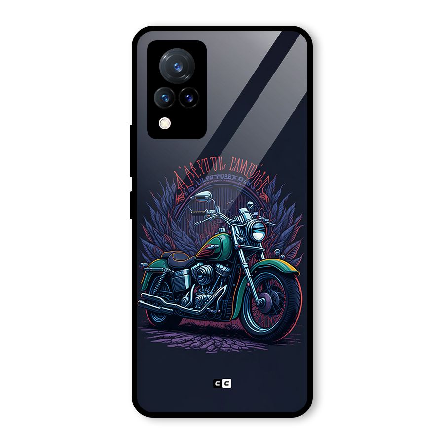 Vintage Desi Bike Glass Back Case for Vivo V21 5G