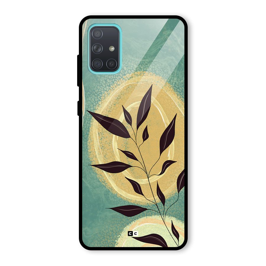 Vintage Leaf Art Glass Back Case for Galaxy A71