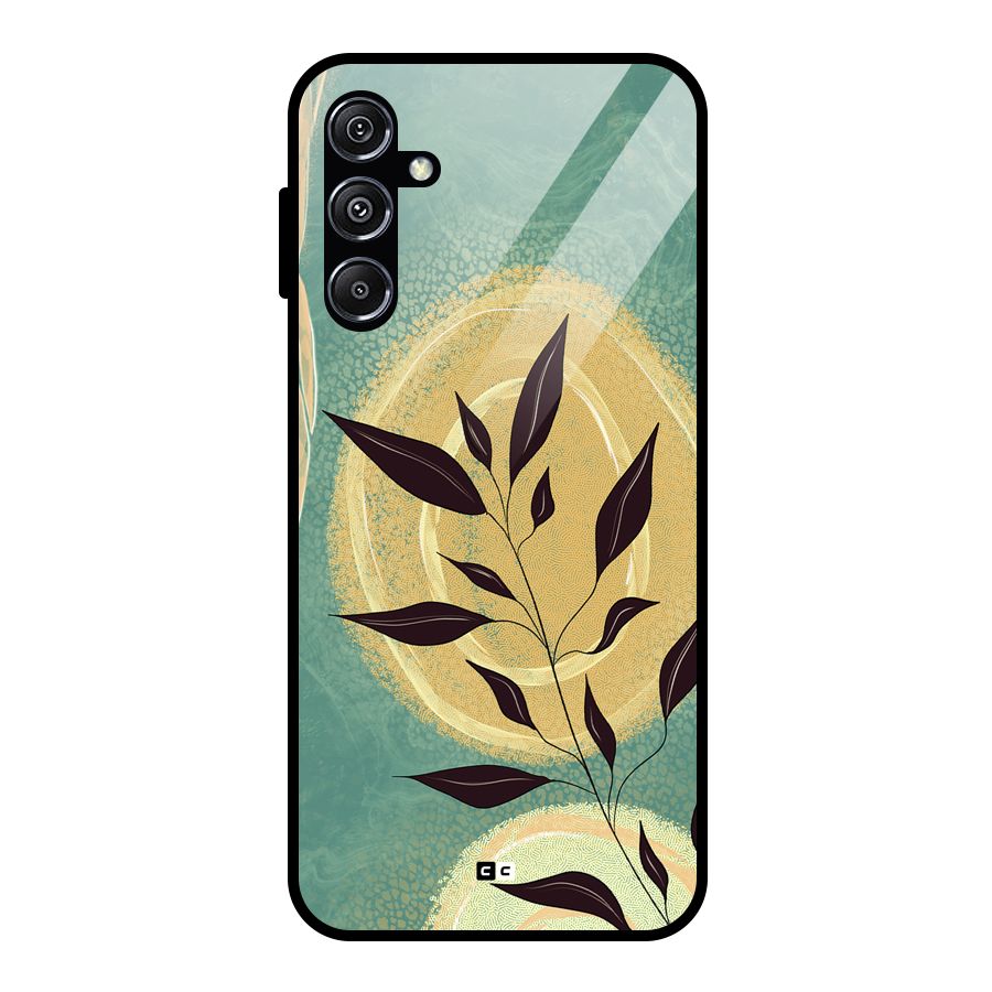 Vintage Leaf Art Glass Back Case for Galaxy M34 5G