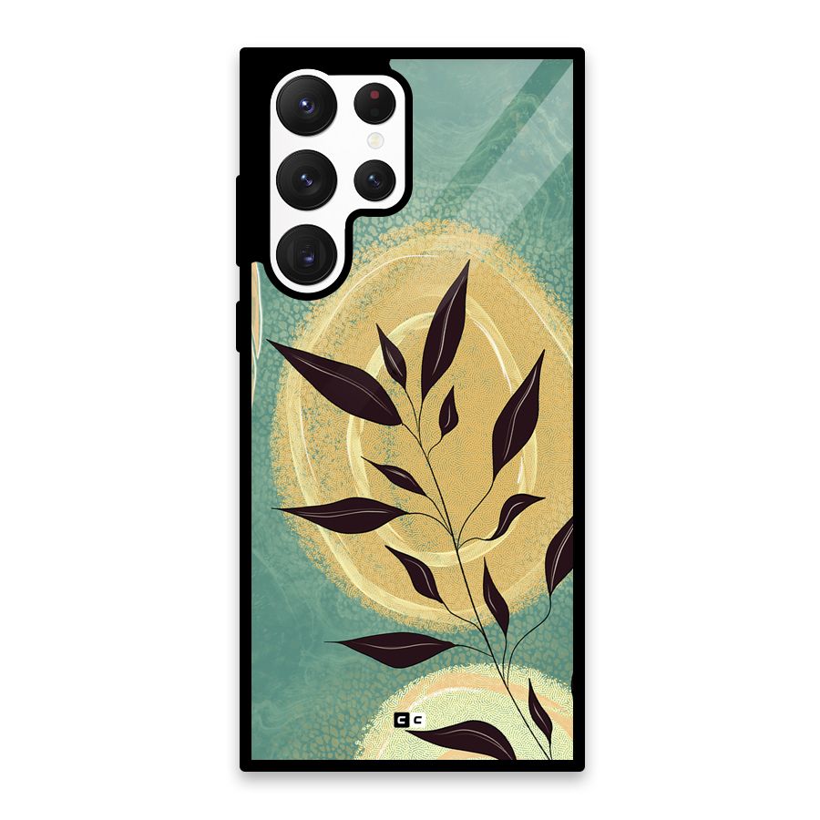 Vintage Leaf Art Glass Back Case for Galaxy S22 Ultra 5G