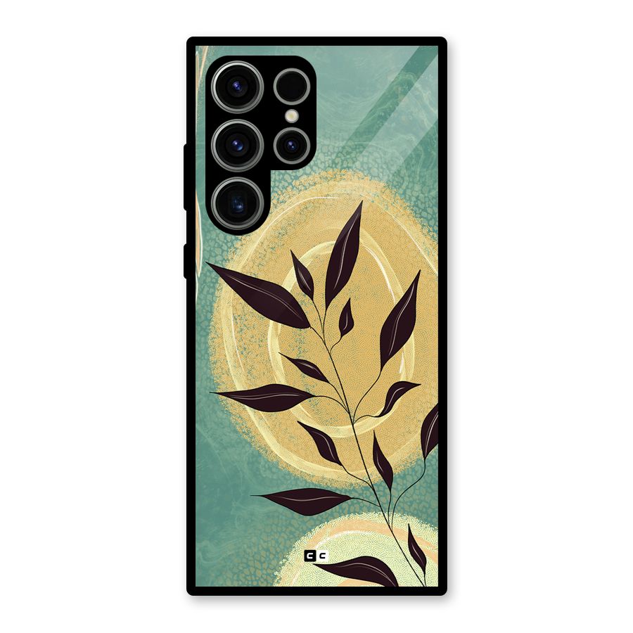 Vintage Leaf Art Glass Back Case for Galaxy S23 Ultra